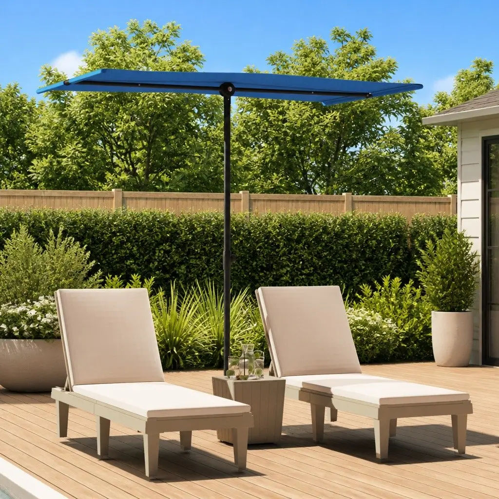 Garden Parasol Umbrella Polyester 180x110 cm Azure Blue