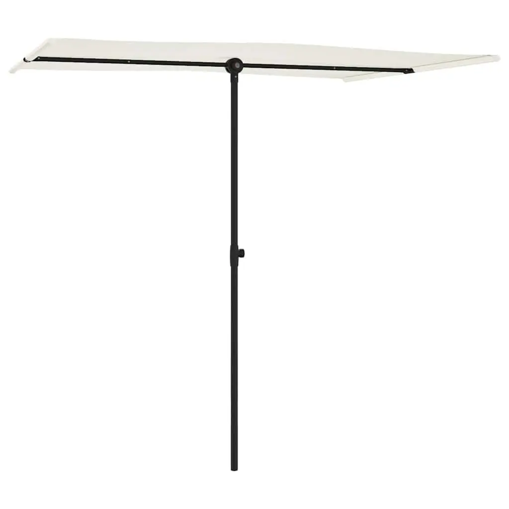 Garden Parasol Adjustable Height 2x1.5m White Polyester Rotating Canopy