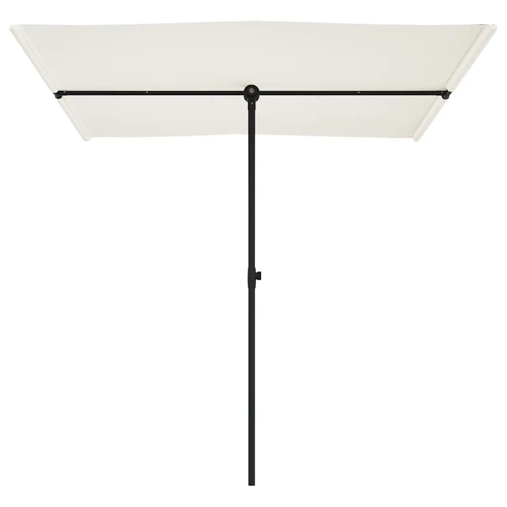 Garden Parasol Adjustable Height 2x1.5m White Polyester Rotating Canopy