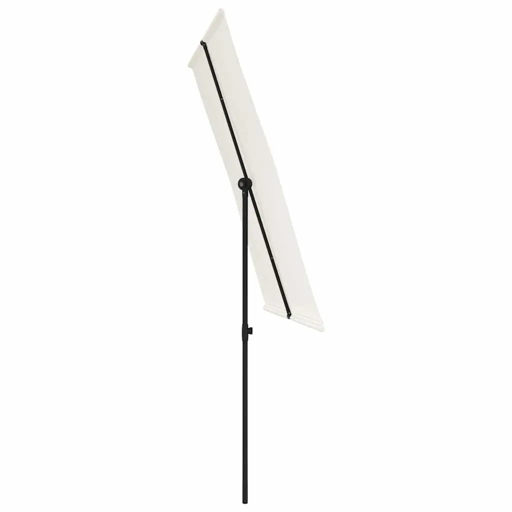Garden Parasol Adjustable Height 2x1.5m White Polyester Rotating Canopy