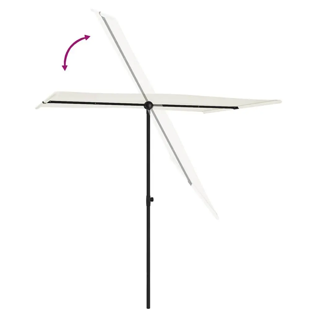 Garden Parasol Adjustable Height 2x1.5m White Polyester Rotating Canopy
