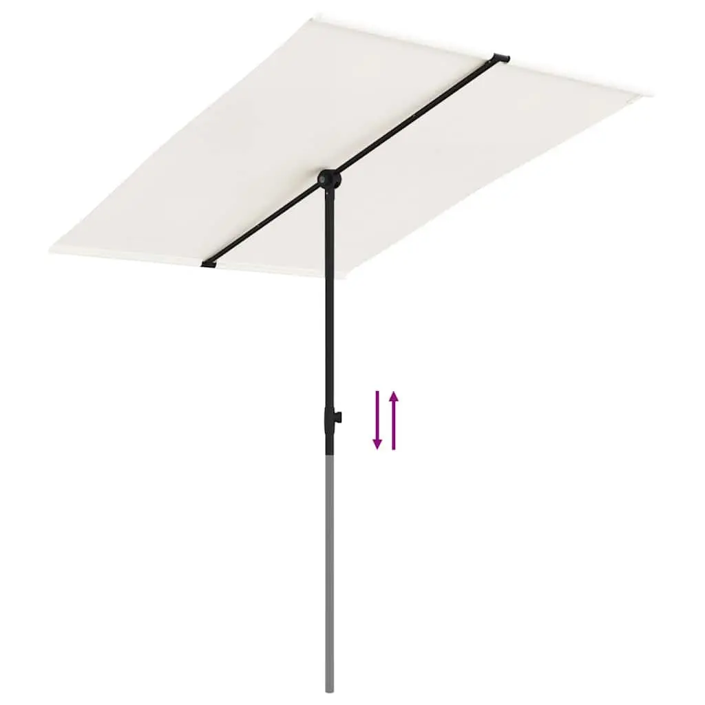 Garden Parasol Adjustable Height 2x1.5m White Polyester Rotating Canopy