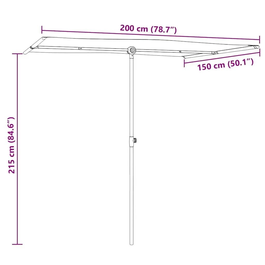 Garden Parasol Outdoor Umbrella Polyester 2x1.5m Anthracite