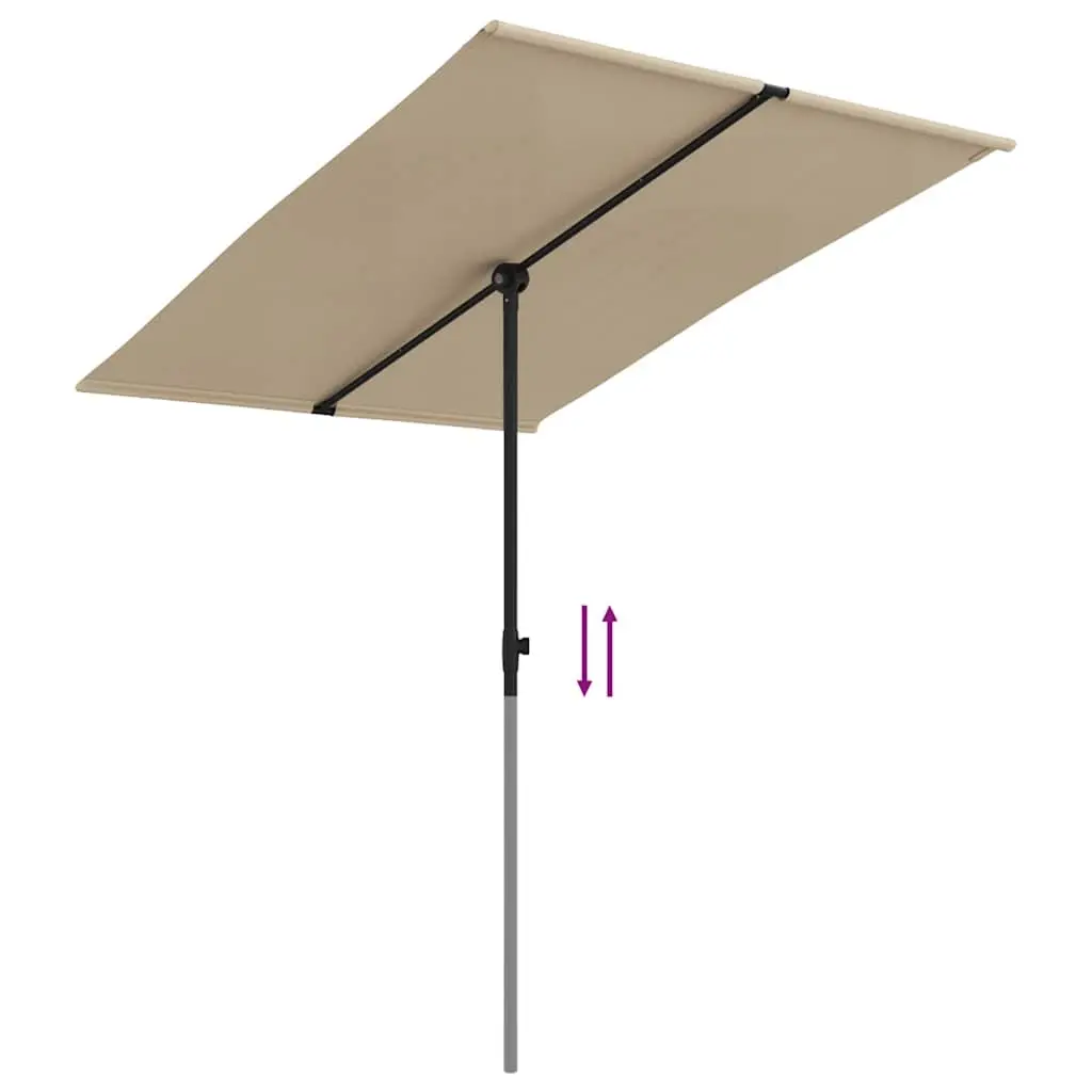 Garden Parasol UV Protective Polyester 2x1.5m Taupe Flat Top Adjustable Aluminium Pole