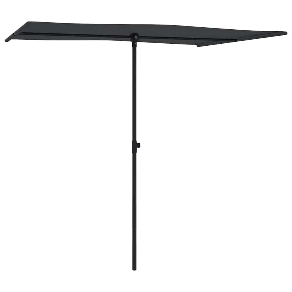 Garden Parasol Polyester 2x1.5m Black Shade Canopy Rotatable