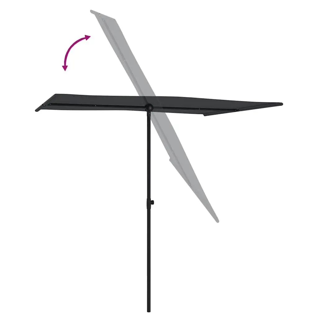 Garden Parasol Polyester 2x1.5m Black Shade Canopy Rotatable