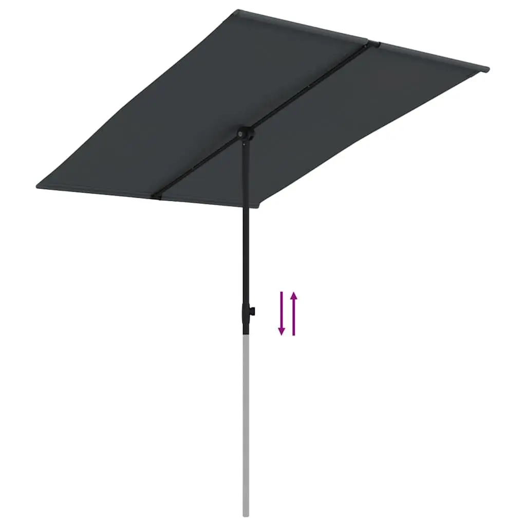 Garden Parasol Polyester 2x1.5m Black Shade Canopy Rotatable