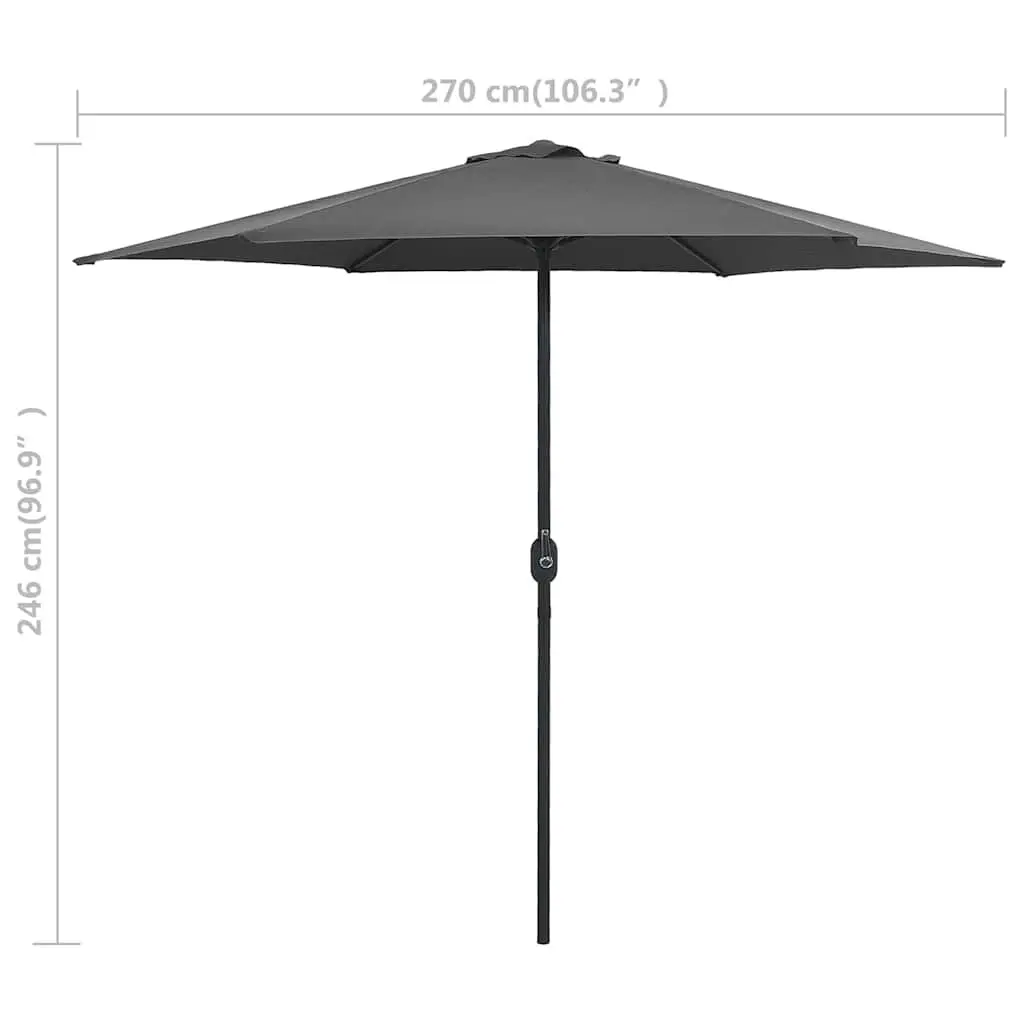 Garden Parasol UV Protective Polyester 270x246 cm Anthracite Crank Opening Aluminium Pole Steel Ribs