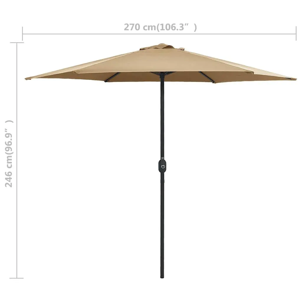 Garden Parasol UV Protective Polyester 270x246cm Taupe Aluminium Pole Steel Ribs
