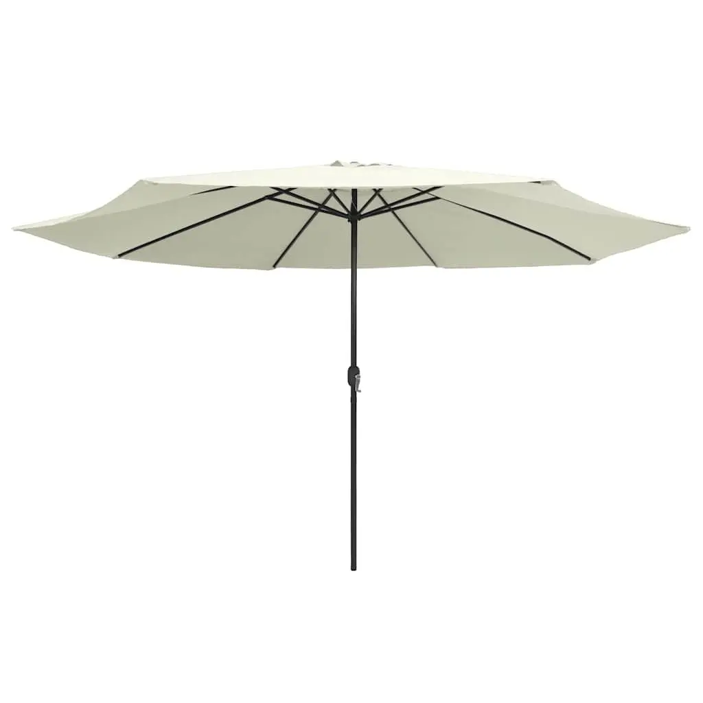 Garden Parasol 390cm Polyester Sunshade Crank Mechanism Metal White