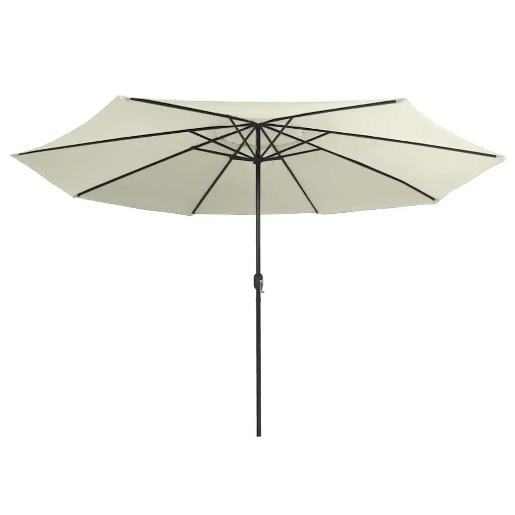 Garden Parasol 390cm Polyester Sunshade Crank Mechanism Metal White