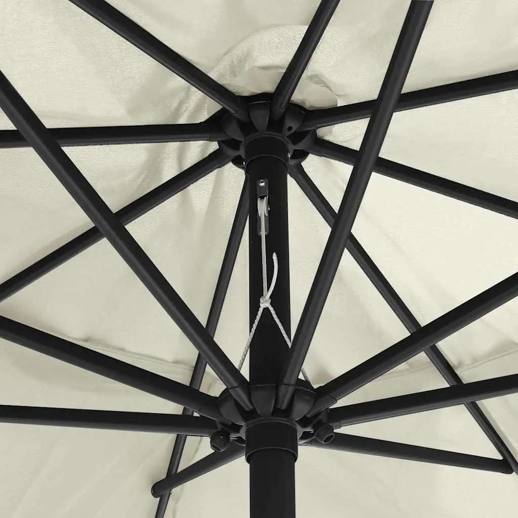 Garden Parasol 390cm Polyester Sunshade Crank Mechanism Metal White