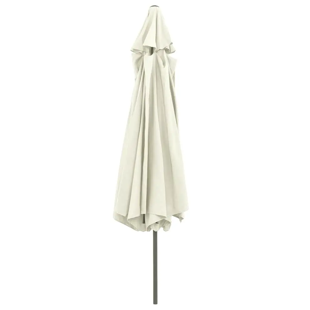 Garden Parasol 390cm Polyester Sunshade Crank Mechanism Metal White