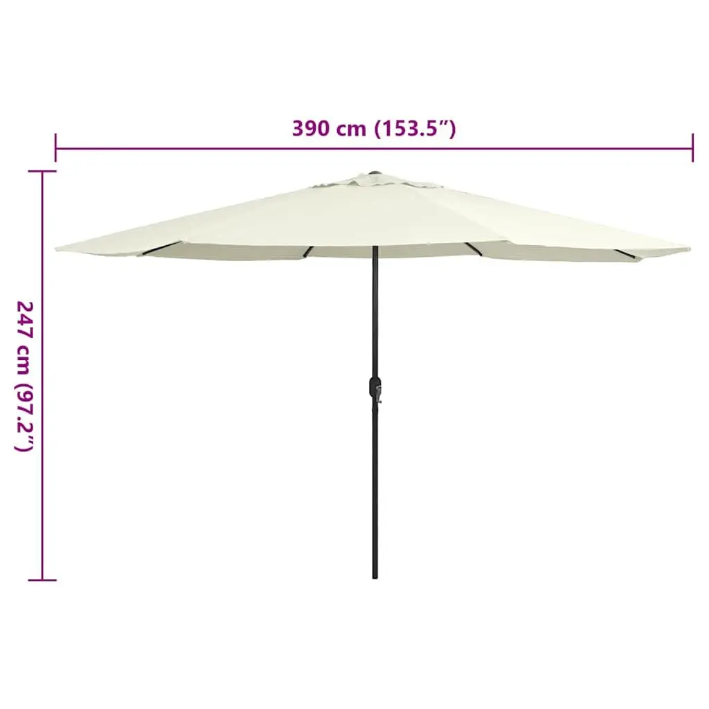 Garden Parasol 390cm Polyester Sunshade Crank Mechanism Metal White