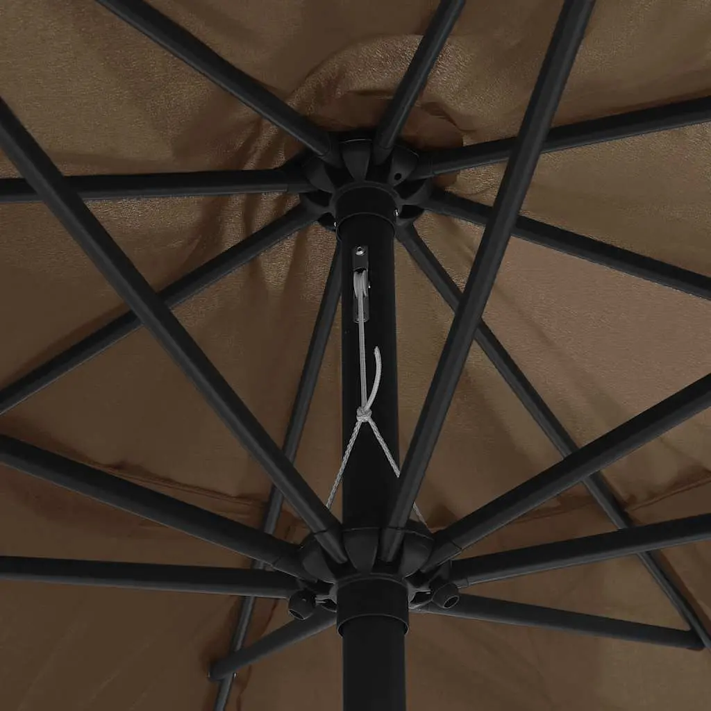 Garden Parasol UV Protective Polyester 390cm Metal Pole Crank Mechanism Taupe