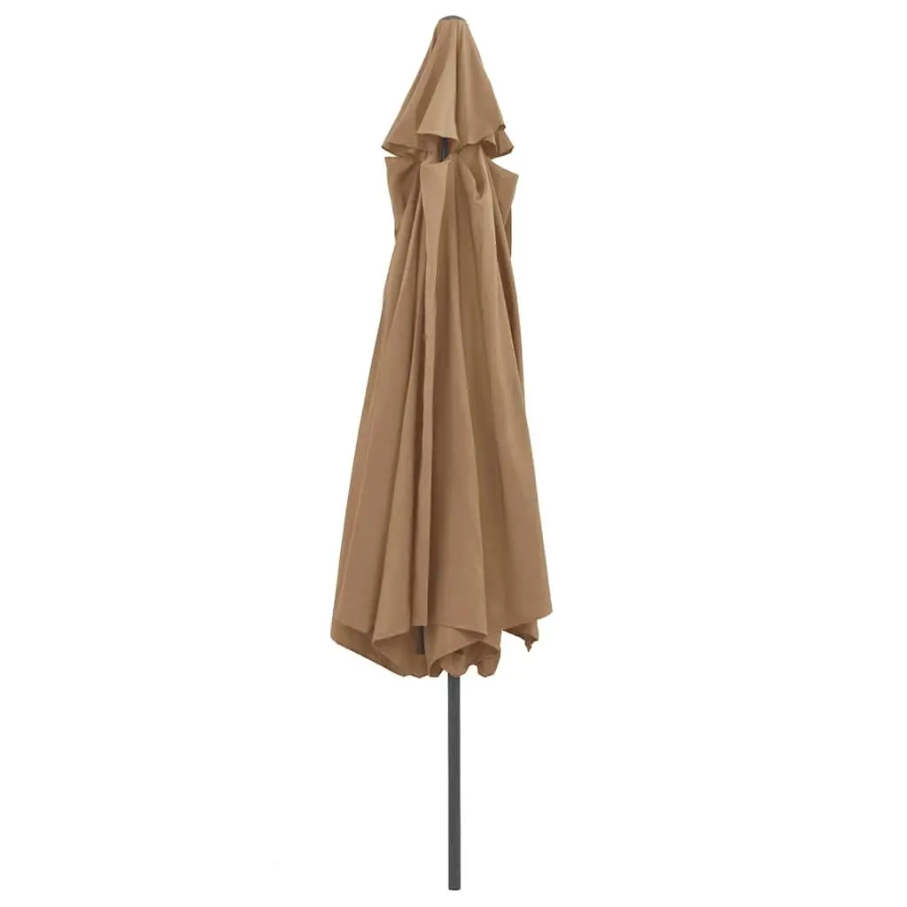 Garden Parasol UV Protective Polyester 390cm Metal Pole Crank Mechanism Taupe