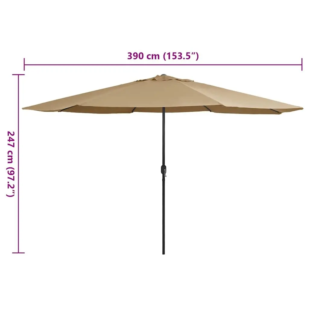 Garden Parasol UV Protective Polyester 390cm Metal Pole Crank Mechanism Taupe