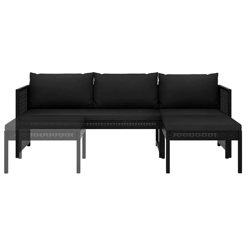 Outdoor Lounge Set PE Rattan 3 Piece Patio Sofa Black