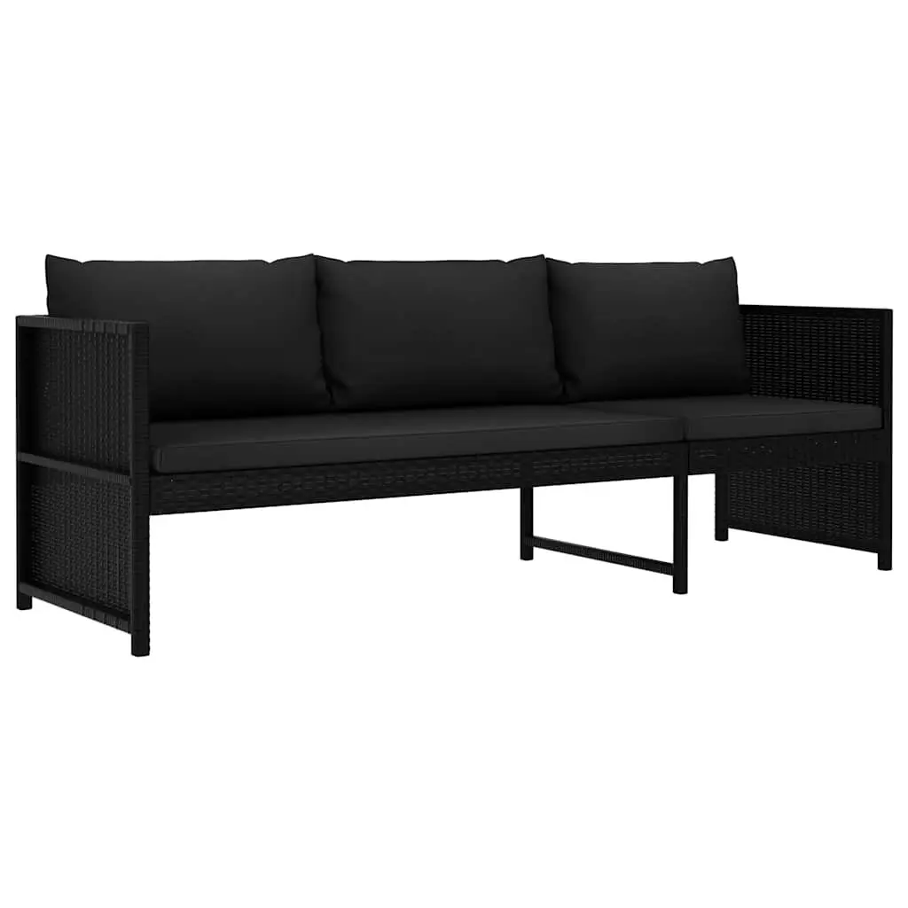 Outdoor Lounge Set PE Rattan 3 Piece Patio Sofa Black