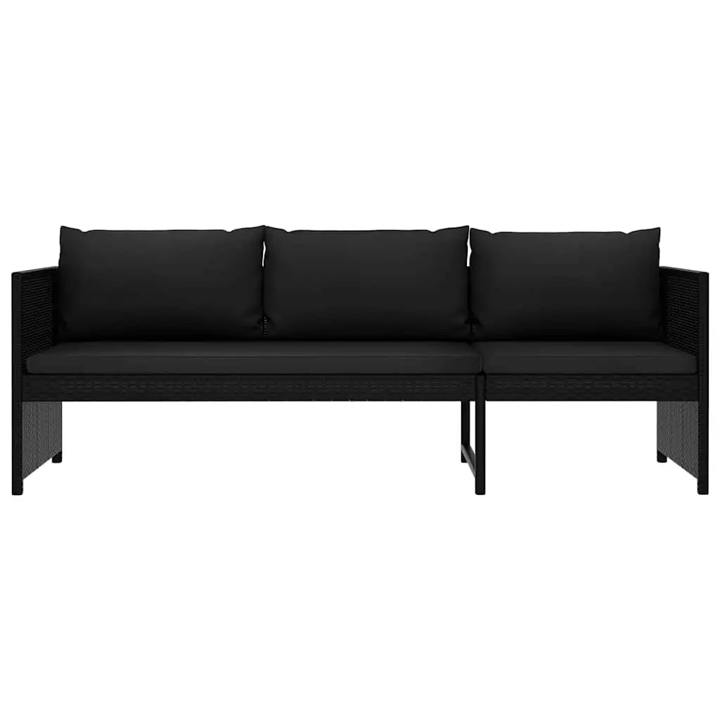 Outdoor Lounge Set PE Rattan 3 Piece Patio Sofa Black