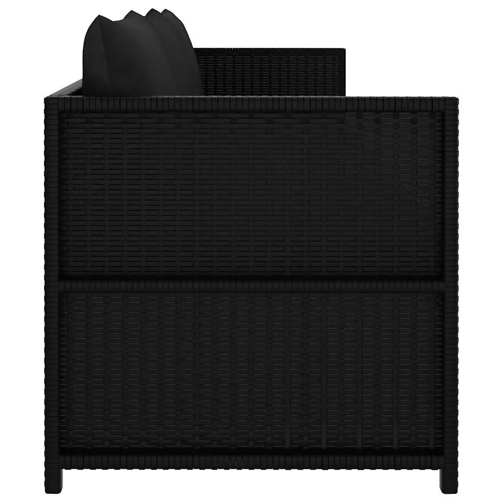 Outdoor Lounge Set PE Rattan 3 Piece Patio Sofa Black