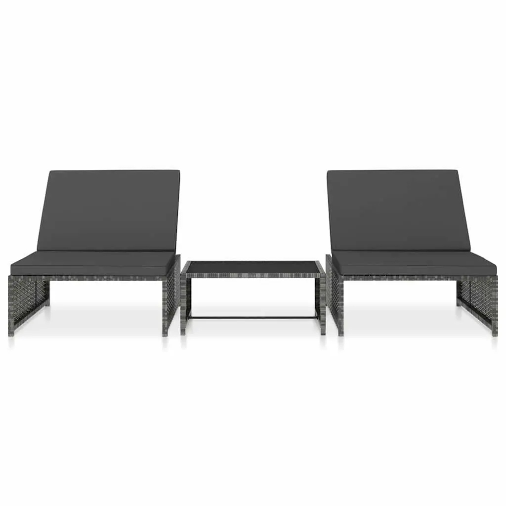 Reclining Garden Chairs Poly Rattan Outdoor Lounge Set 2pcs Grey