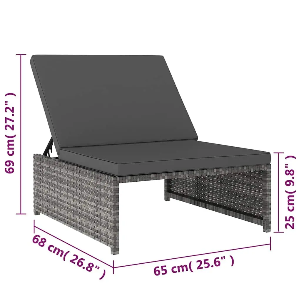 Reclining Garden Chairs Poly Rattan Outdoor Lounge Set 2pcs Grey