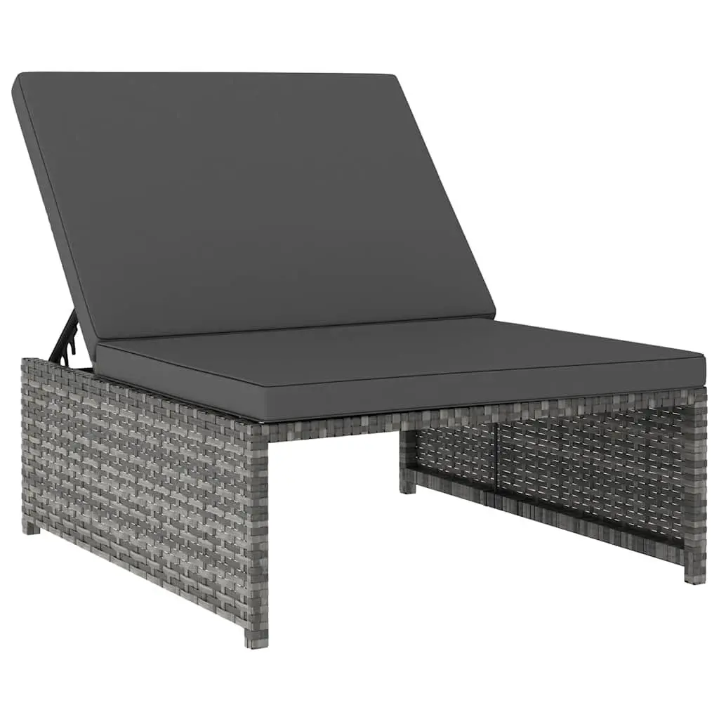 Reclining Garden Chairs Poly Rattan Outdoor Lounge Set 2pcs Grey