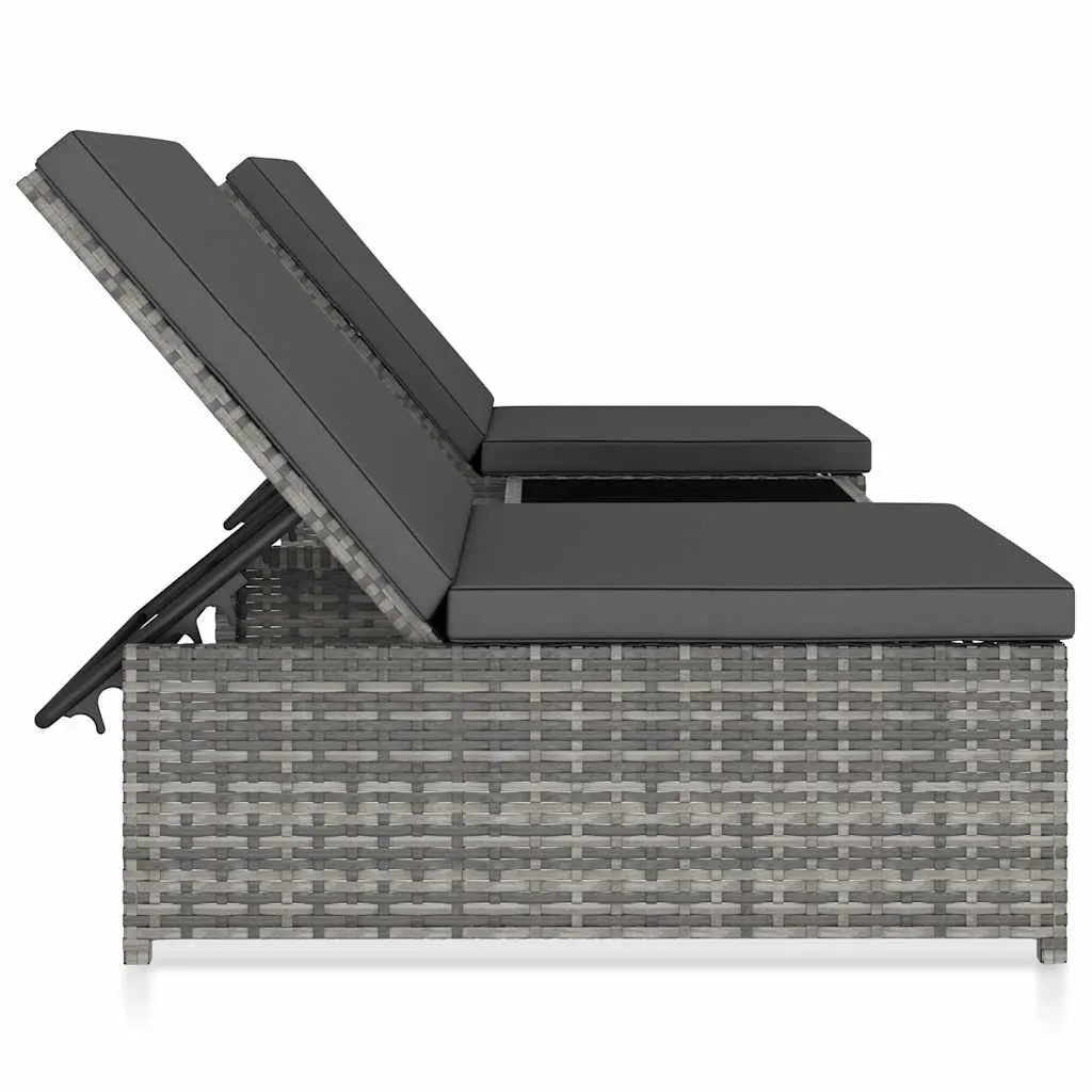 Reclining Garden Chairs Poly Rattan Outdoor Lounge Set 2pcs Grey