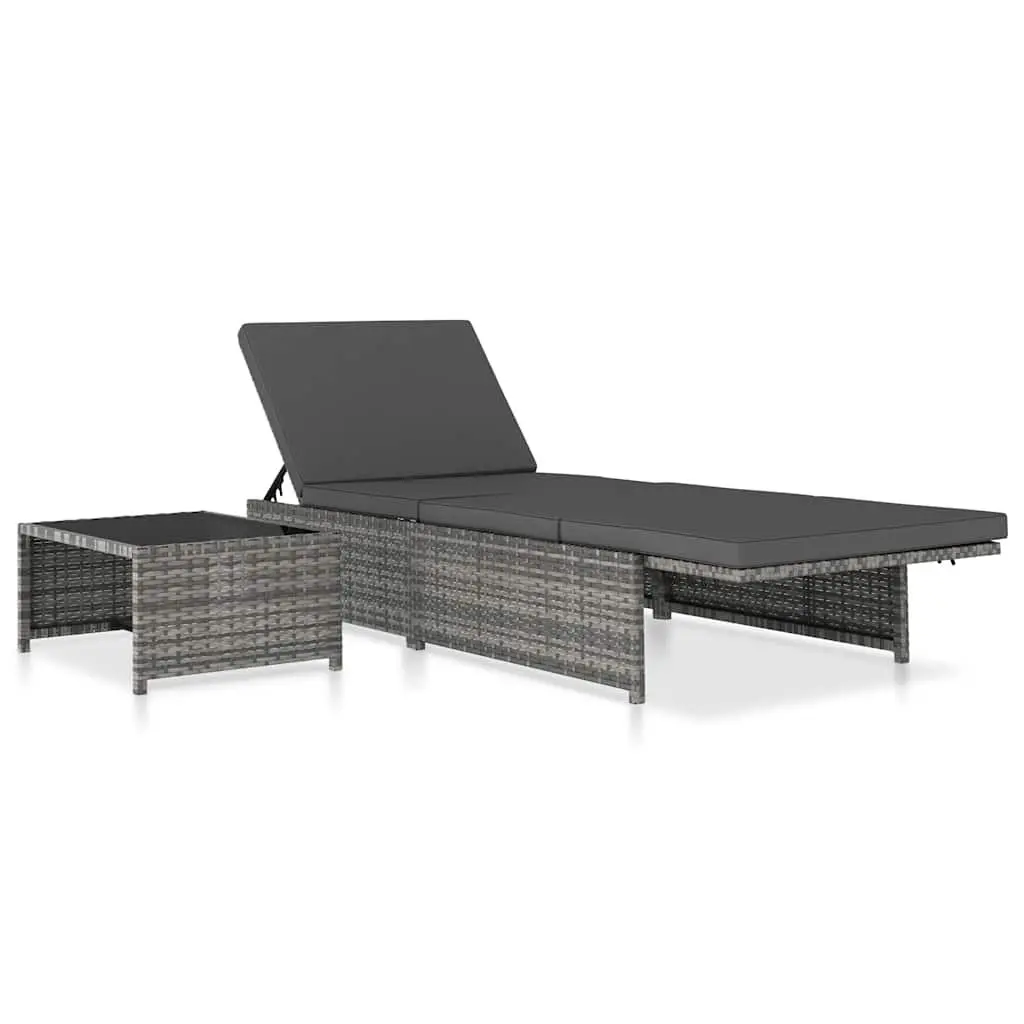 Reclining Garden Chairs Poly Rattan Outdoor Lounge Set 2pcs Grey