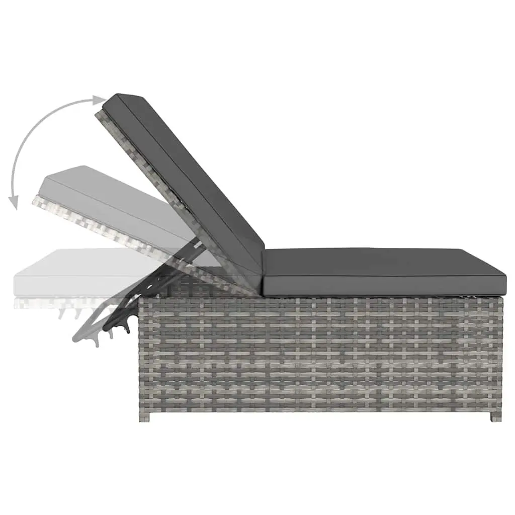 Reclining Garden Chairs Poly Rattan Outdoor Lounge Set 2pcs Grey