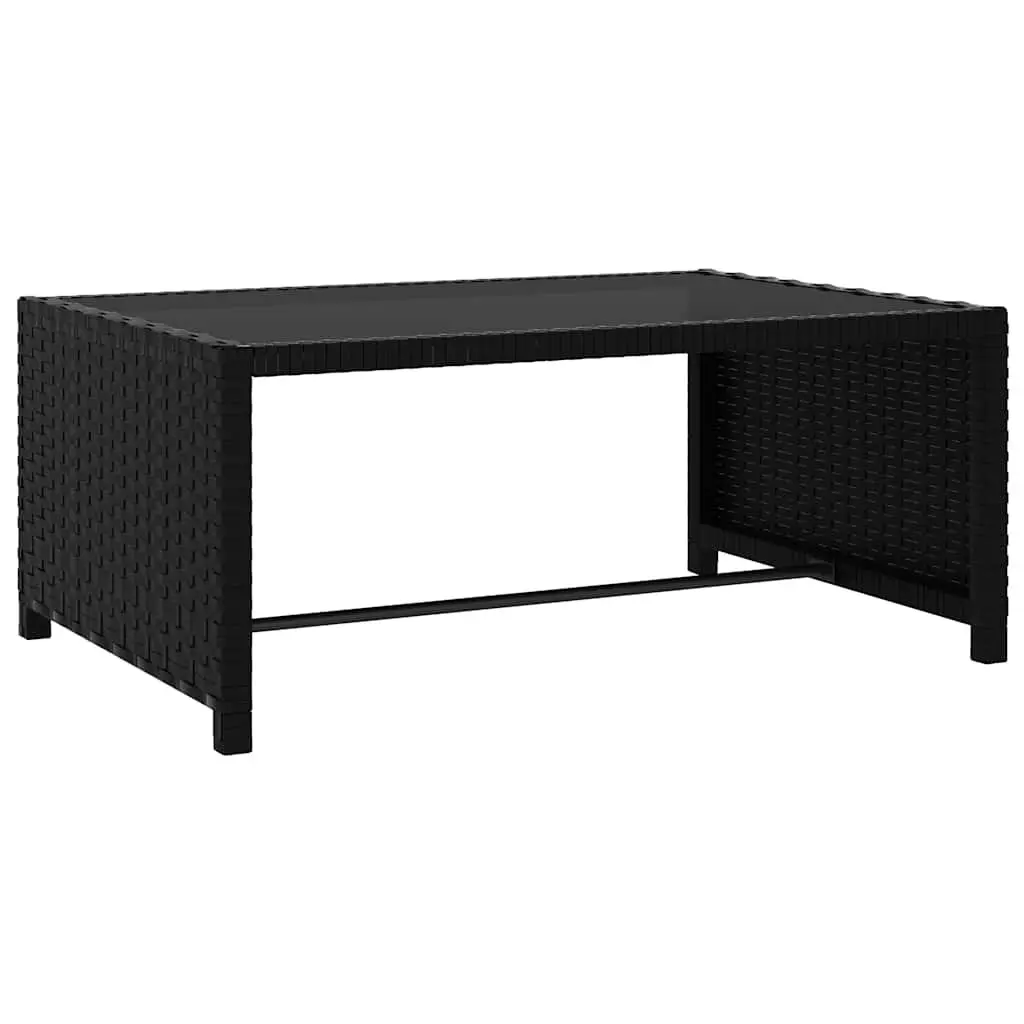 Reclining Garden Chairs Black Poly Rattan Outdoor Lounge Set 2 pcs with Table
