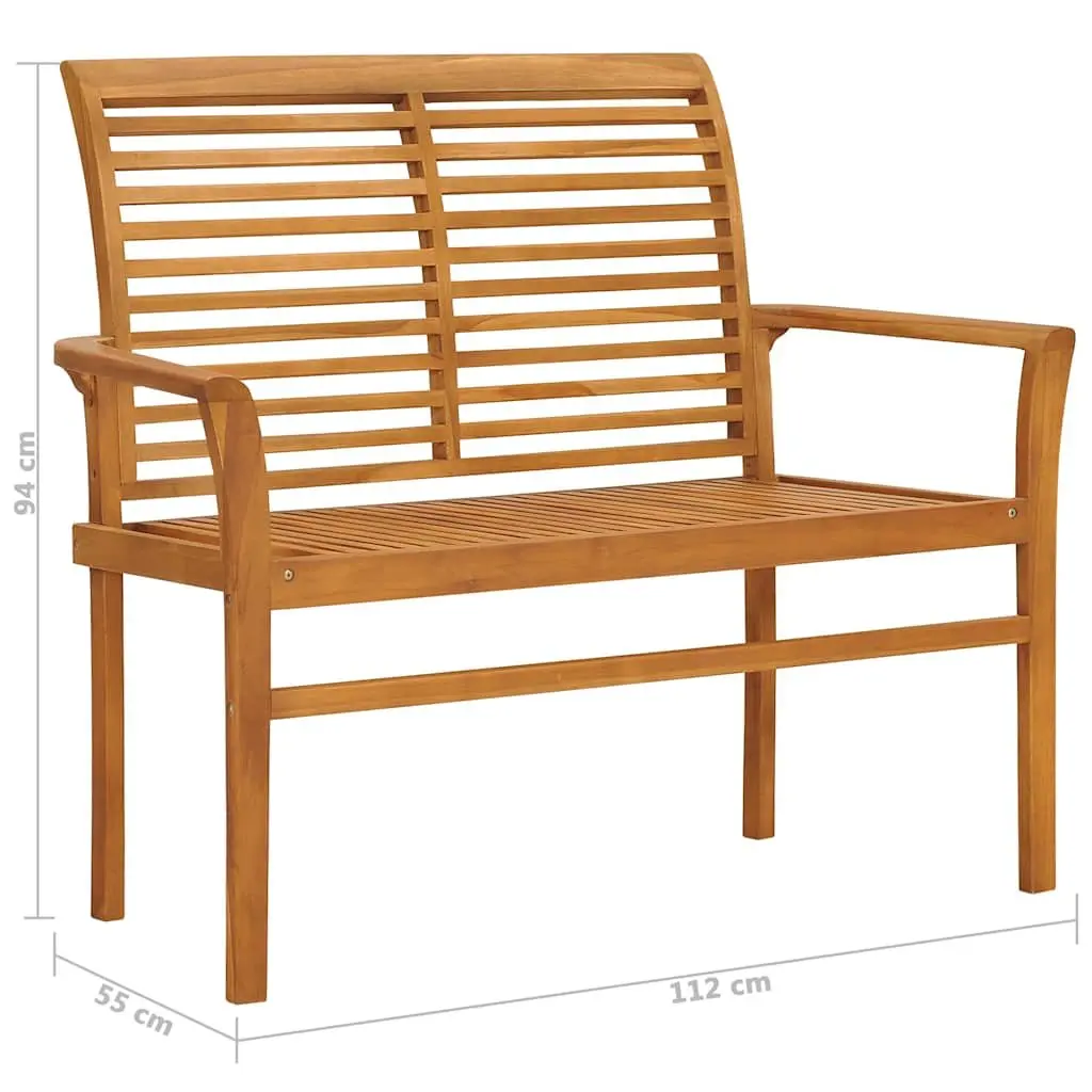 Teak Wood Garden Bench 112cm Brown Patio Seating Weather Resistant Furniture