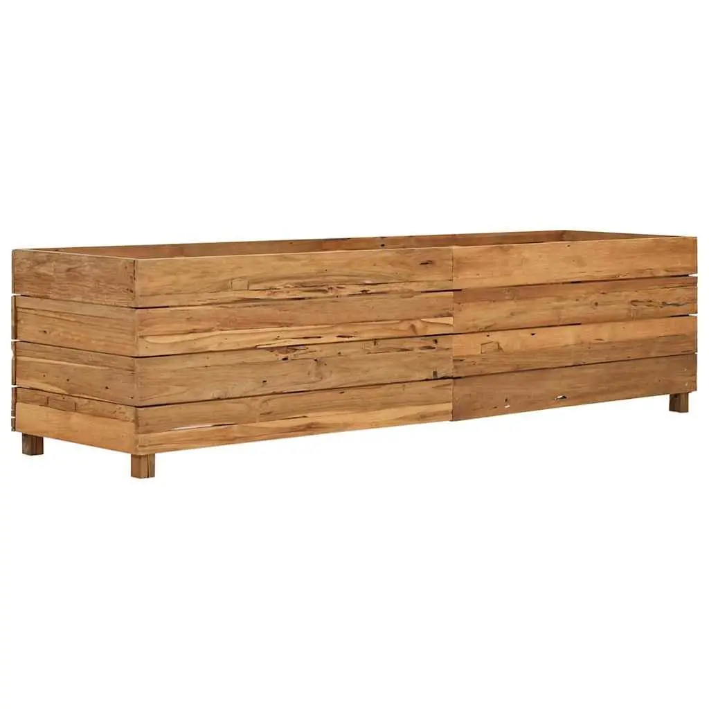 Raised Garden Bed Planter 150x40x38cm Recycled Teak Wood Steel Legs Pots Outdoor