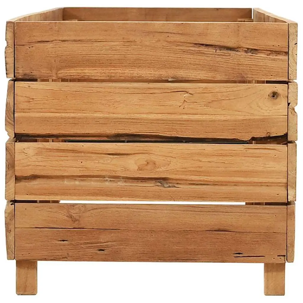 Raised Garden Bed Planter 150x40x38cm Recycled Teak Wood Steel Legs Pots Outdoor