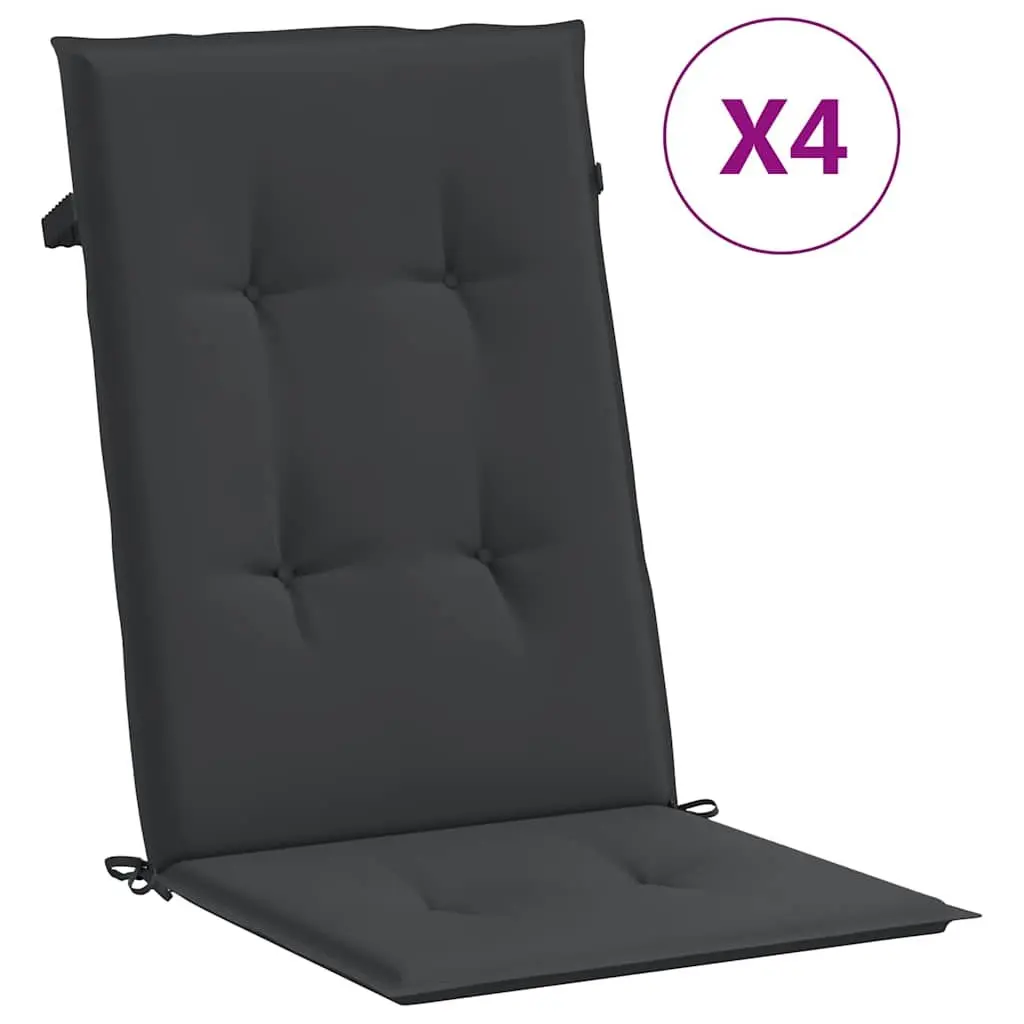 Highback Cushions 4 Piece Black Polyester 120x50x3 cm Foam Filling Outdoor Garden Patio Seat Pad