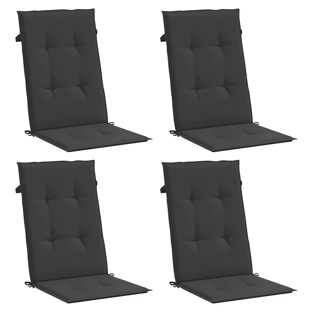 Highback Cushions 4 Piece Black Polyester 120x50x3 cm Foam Filling Outdoor Garden Patio Seat Pad