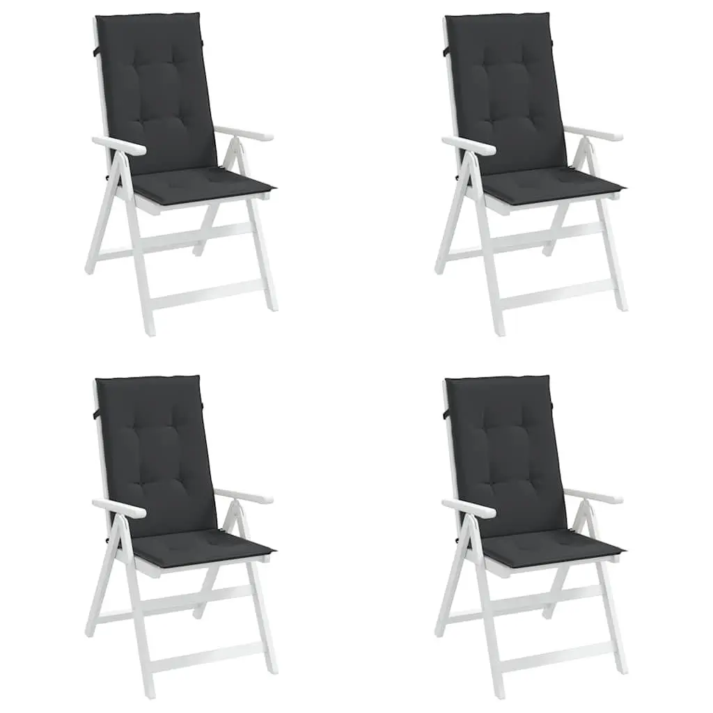 Highback Cushions 4 Piece Black Polyester 120x50x3 cm Foam Filling Outdoor Garden Patio Seat Pad