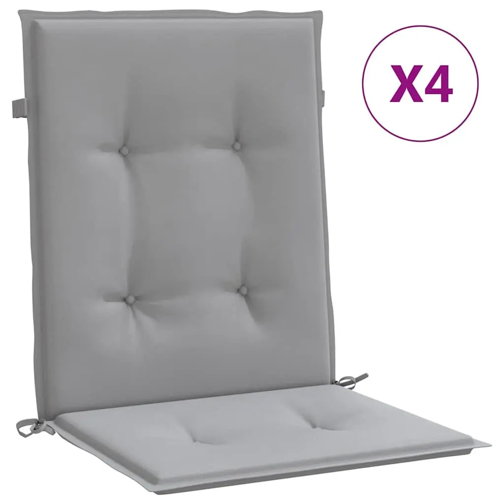 Lowback Chair Cushions Oxford Fabric 4 pcs Grey Outdoor Patio Seat Pad