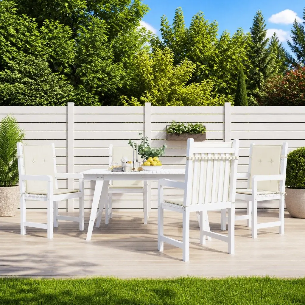 Lowback Chair Cushions Oxford Fabric 100 x 50 x 2 cm Cream 4 Piece Outdoor Patio Seat Pad Set