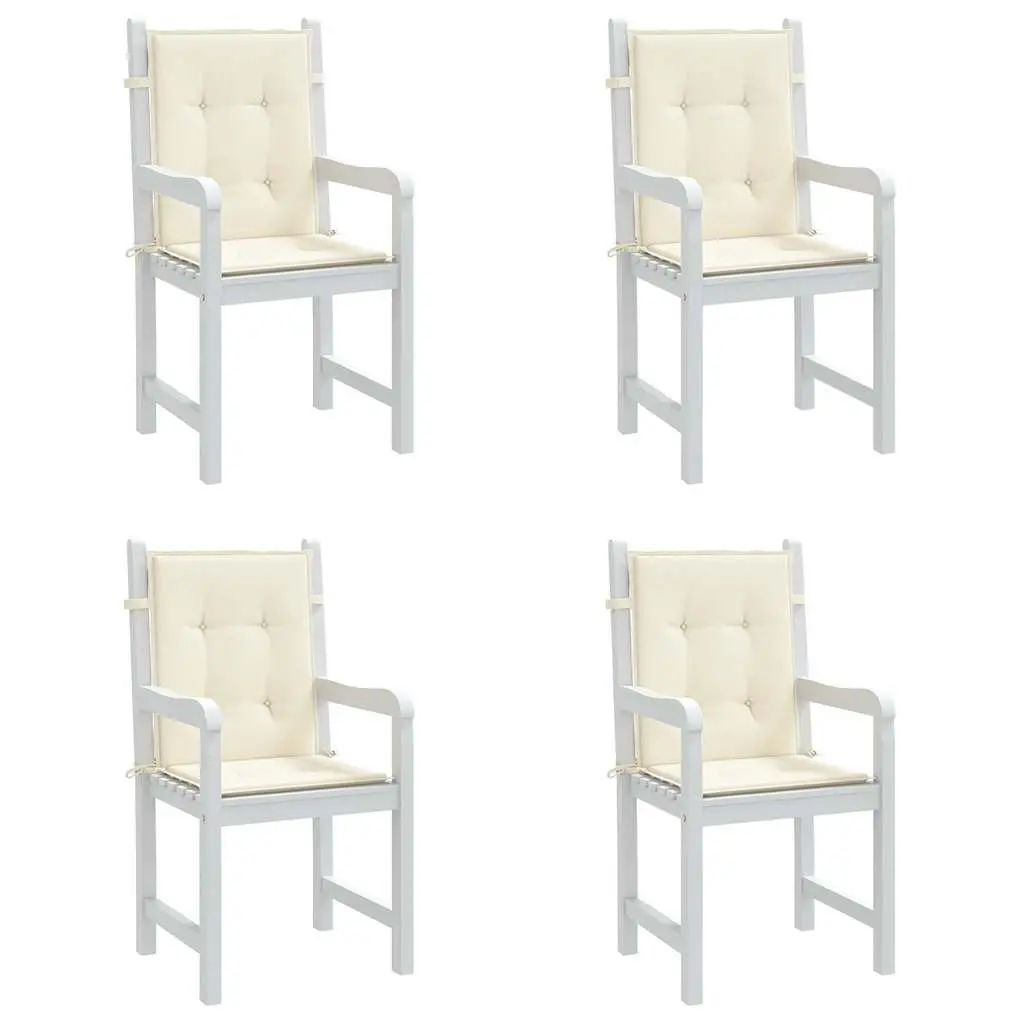 Lowback Chair Cushions Oxford Fabric 100 x 50 x 2 cm Cream 4 Piece Outdoor Patio Seat Pad Set