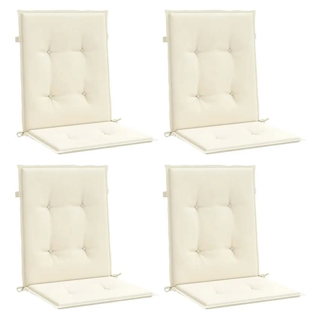 Lowback Chair Cushions Oxford Fabric 100 x 50 x 2 cm Cream 4 Piece Outdoor Patio Seat Pad Set