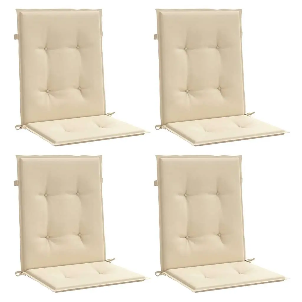 Outdoor Garden Patio Seating Pad Cushions 4 Pack Oxford Fabric Foam Filling Beige Lowback Chair 100 x 50 x 3 cm