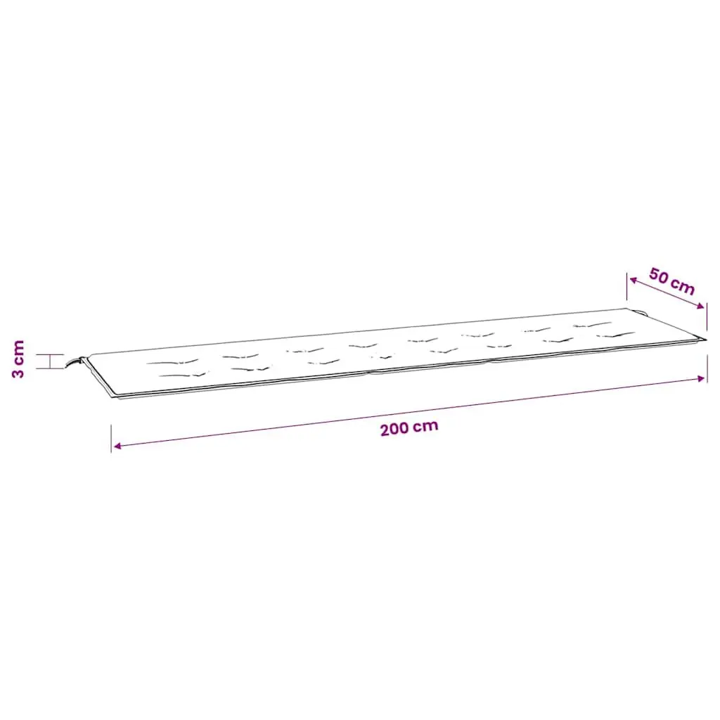 Garden Bench Cushion Oxford Fabric Grey 200x50x3cm Foam Filled Outdoor Patio Seating Pad