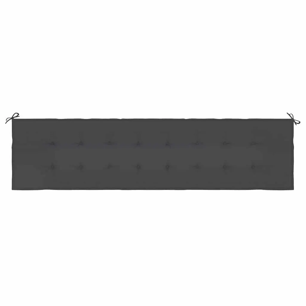 Garden Cushion Oxford Fabric 200x50x3cm Black Soft Foam Fibre Non Slip for Outdoor Patio and Indoor Bench Seating