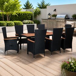 Versatile 9 Piece PE Rattan Dining Set for Outdoor Use
