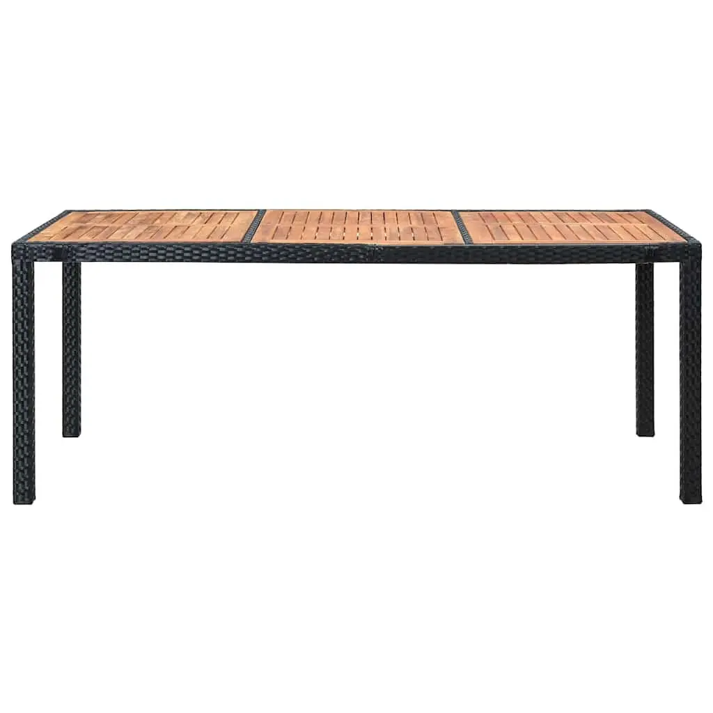 9PieceOutdoorDiningSetBlackPE RattanTableandCushionedChairswithAdjustableRecliningBackrestsGardenFurniture