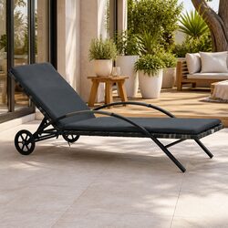 Practical Rattan Lounger for Outdoor Relaxation