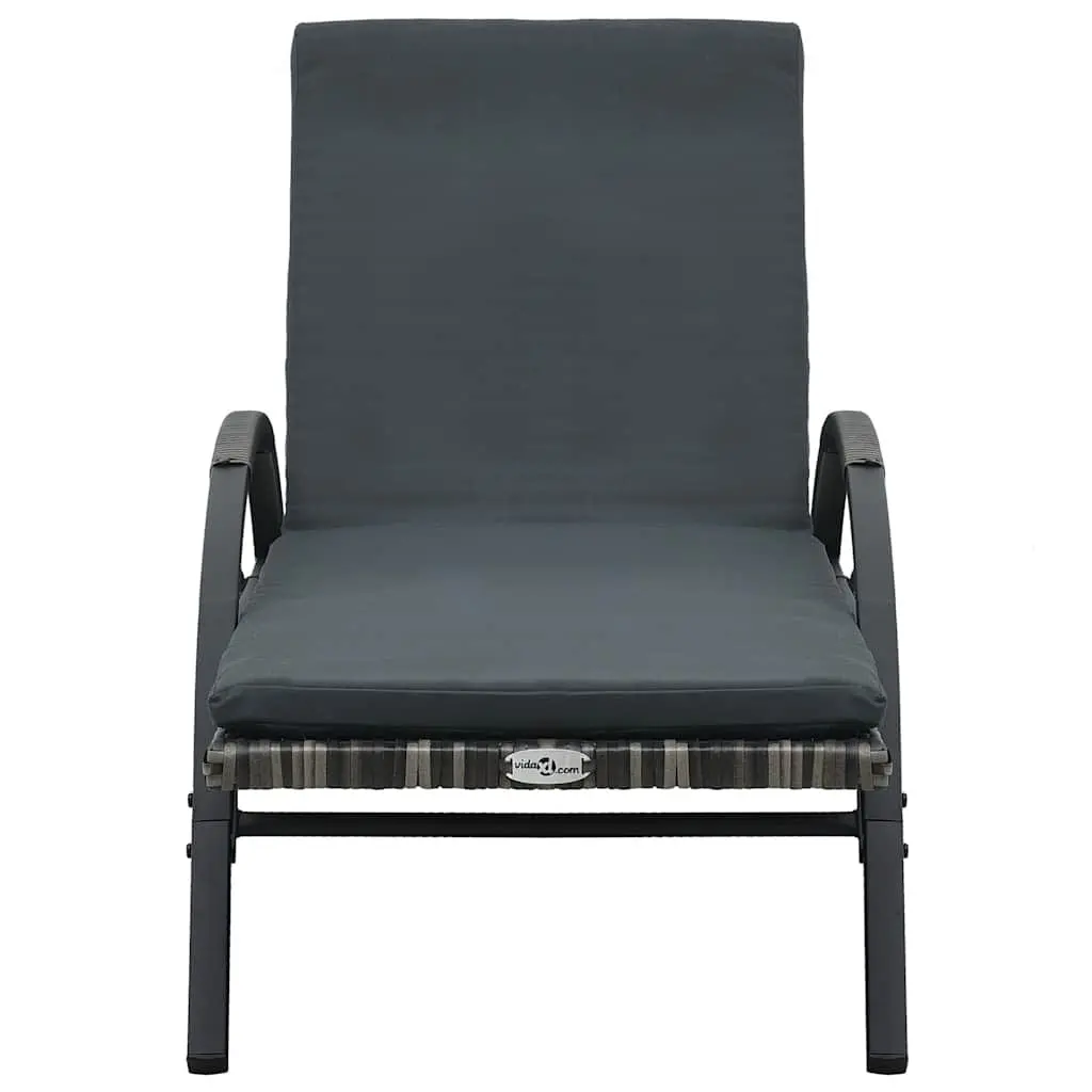 Sun Lounger Rattan Weather-resistant Adjustable Backrest Anthracite