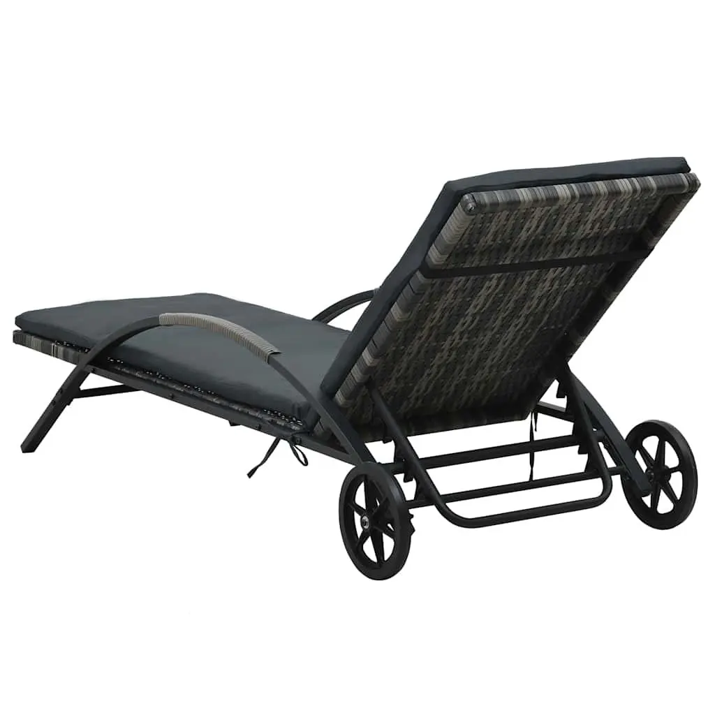 Sun Lounger Rattan Weather-resistant Adjustable Backrest Anthracite